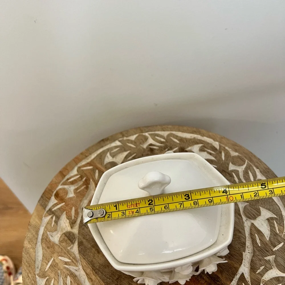 Vintage Godinger & Co Ivory Etched Floral Candy Dish with Lid